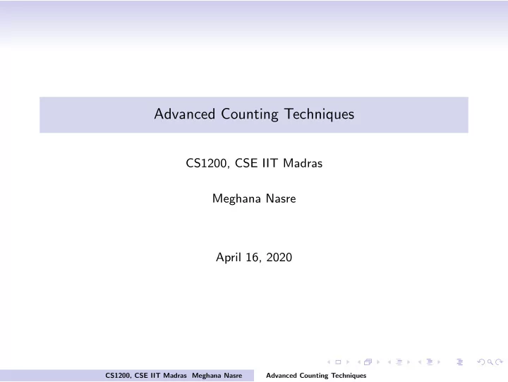 advanced counting techniques