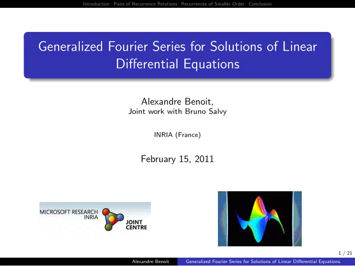 generalized fourier series for solutions of linear