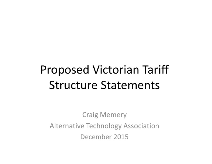 proposed victorian tariff structure statements