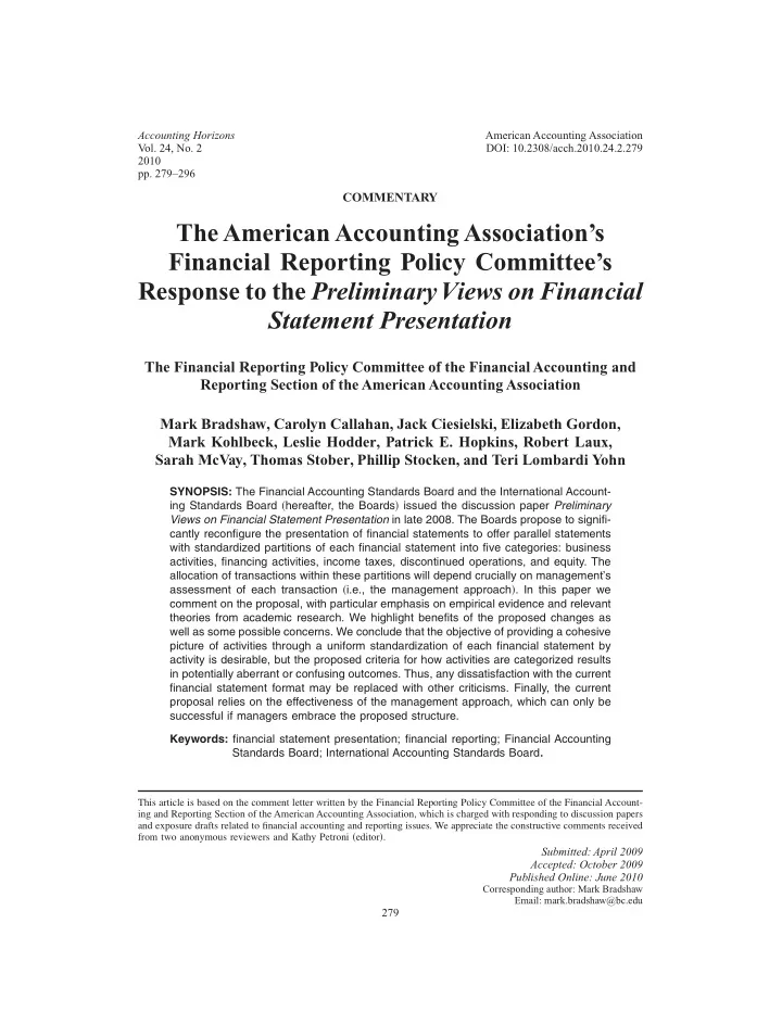 the american accounting association s financial reporting