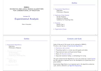 Experimental Analysis  Guidelines for Presenting Data  3. Examples  Marco Chiarandini  Results Task