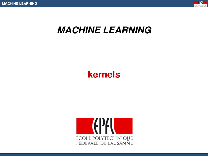 machine learning kernels
