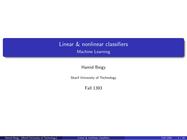 linear nonlinear classifiers