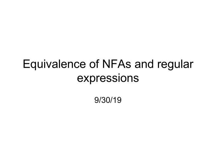 equivalence of nfas and regular expressions