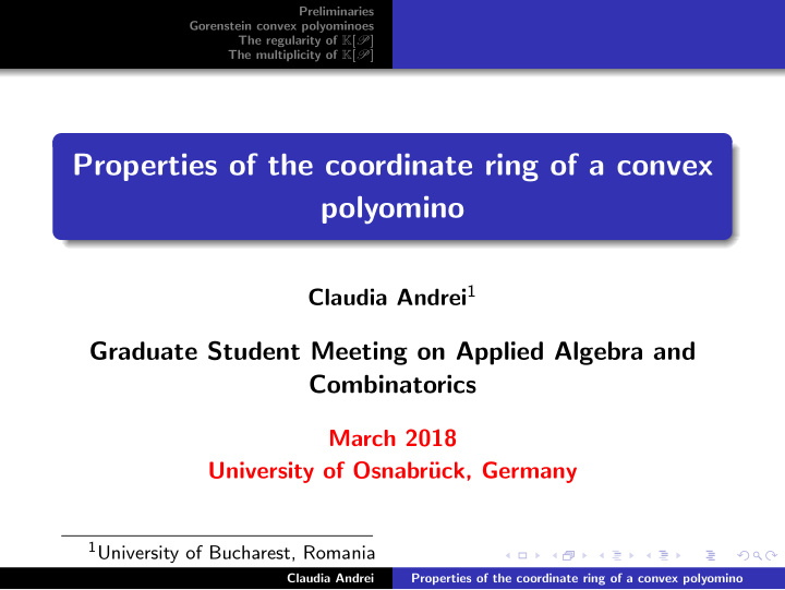 properties of the coordinate ring of a convex polyomino