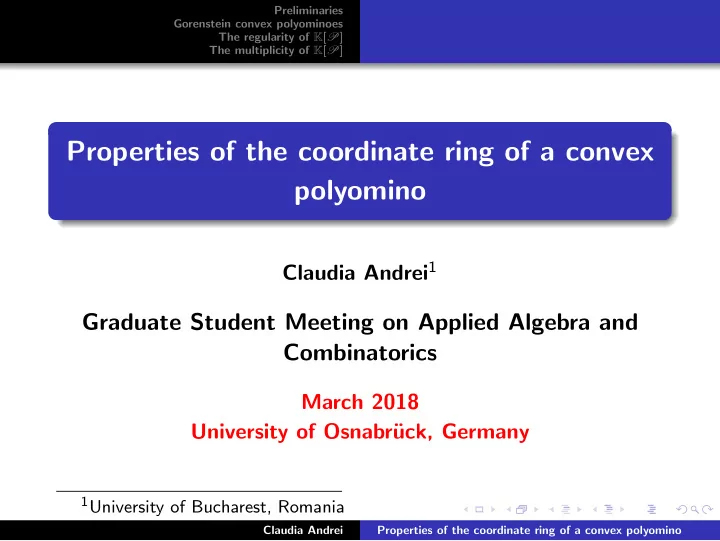 properties of the coordinate ring of a convex polyomino