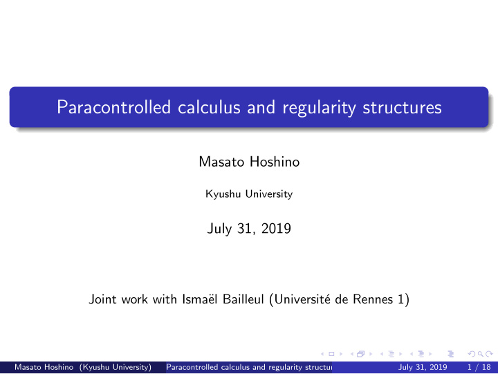 paracontrolled calculus and regularity structures