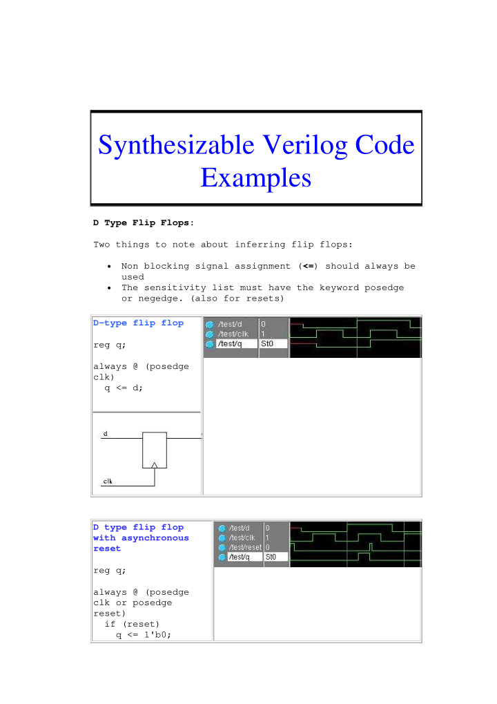 synthesizable verilog code