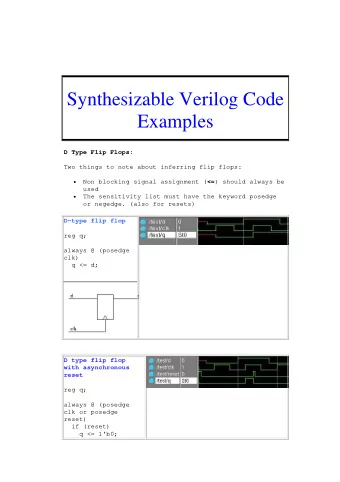 Synthesizable Verilog Code Examples  Last update August 2000 D Type Flip Flops: Two things to note