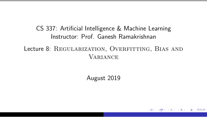 cs 337 arti fi cial intelligence machine learning