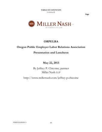 PDXDOCS:2002812.3  iii  TABLE OF CONTENTS Page I.  REPRESENTATION &amp; UNIT CLARIFICATION