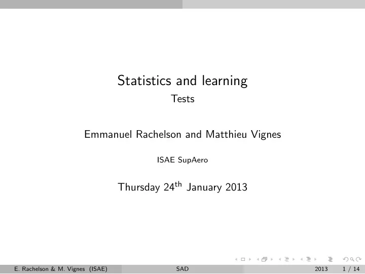 statistics and learning