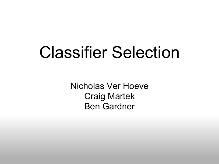 classifier selection