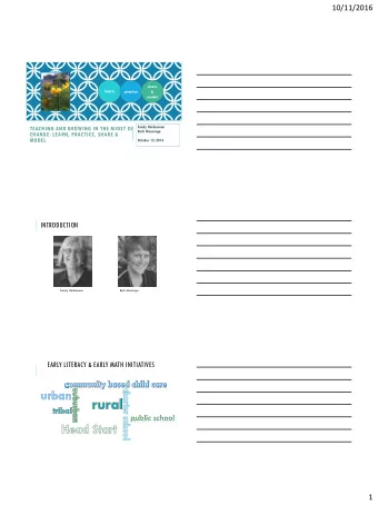 10/11/2016  share  learn  practice  &amp;  model  Sandy Heidemann  TEACHING AND GROWING IN THE