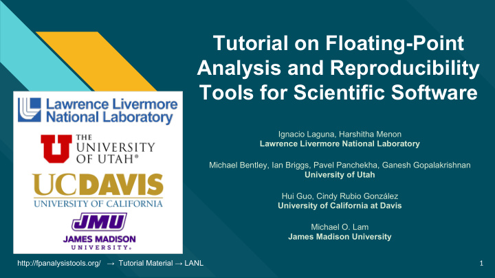 tutorial on floating point analysis and reproducibility