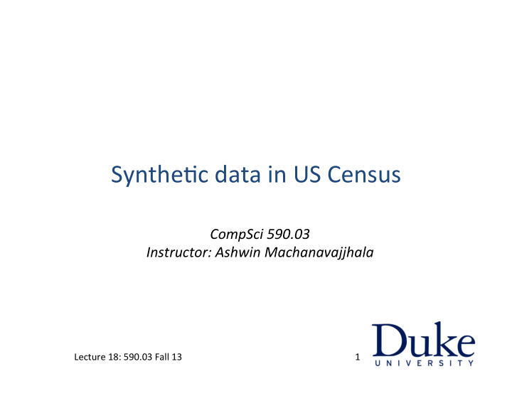 synthe c data in us census