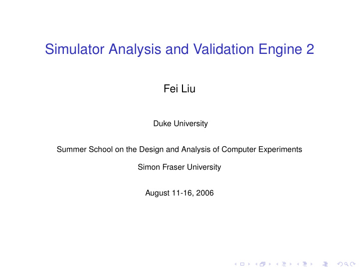 simulator analysis and validation engine 2