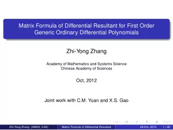 Matrix Formula of Differential Resultant for First Order  Generic Ordinary Differential Polynomials
