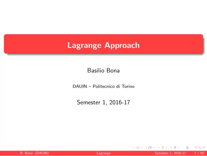 lagrange approach