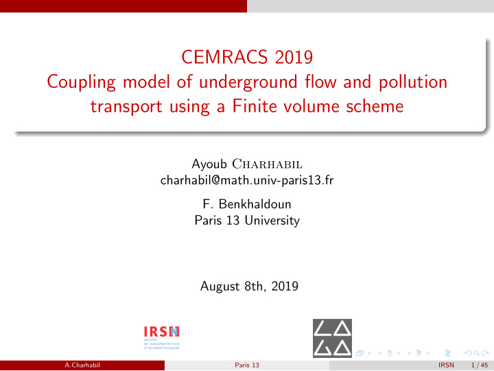 cemracs 2019 coupling model of underground flow and
