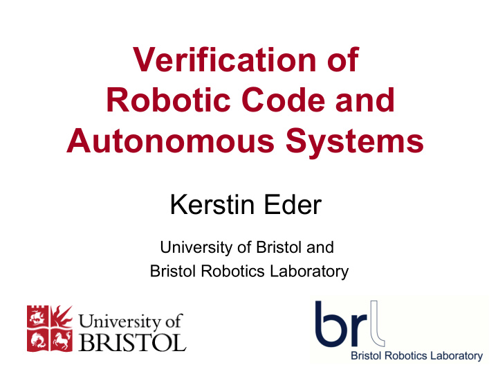 verification of robotic code and autonomous systems