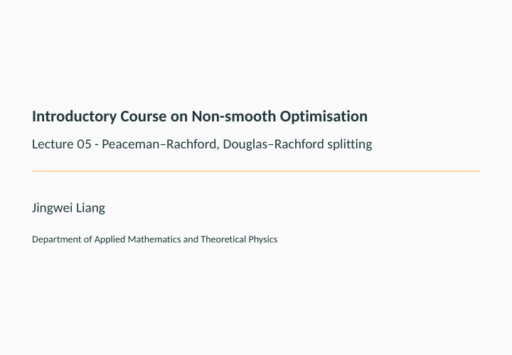 introductory course on non smooth optimisation