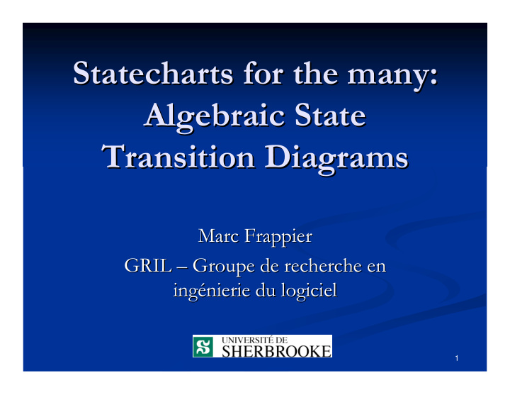 statecharts for the many statecharts for the many