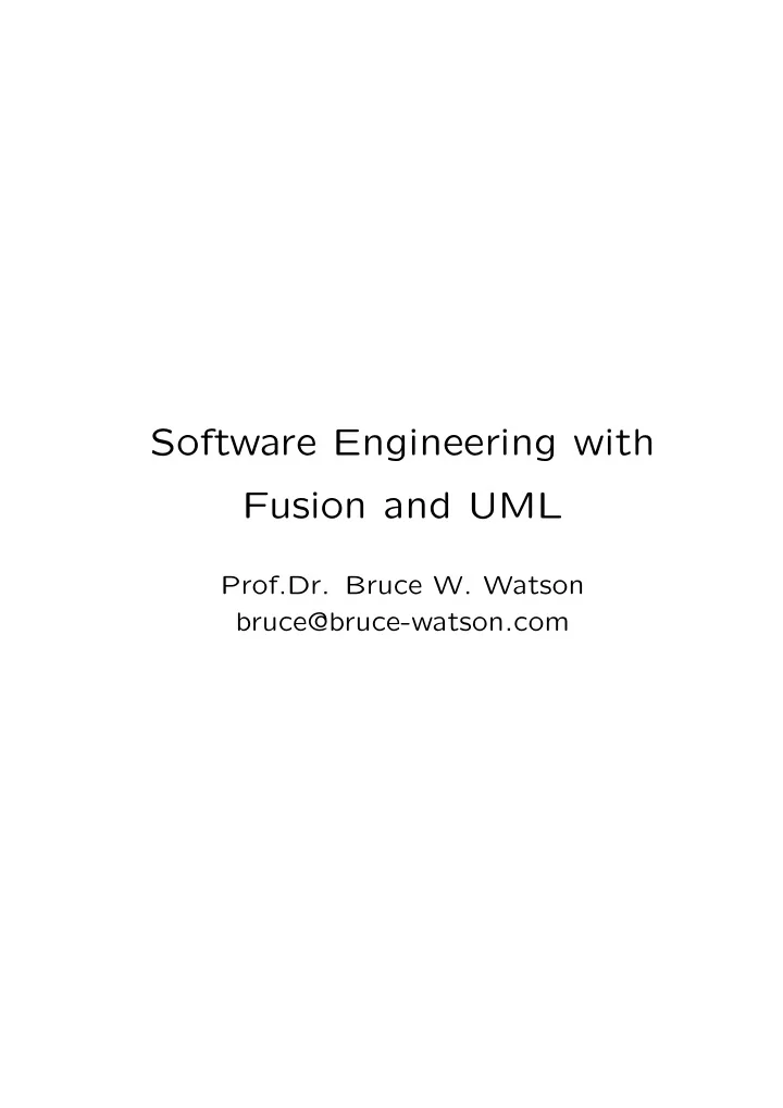 software engineering with fusion and uml