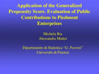 Application of the Generalized  Propensity Score. Evaluation of Public  Contributions to Piedmont