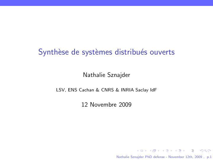 synth ese de syst emes distribu es ouverts