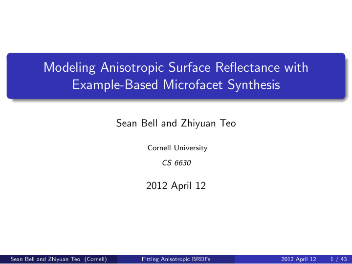 modeling anisotropic surface reflectance with example