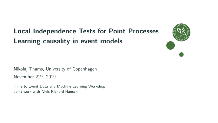 local independence tests for point processes learning