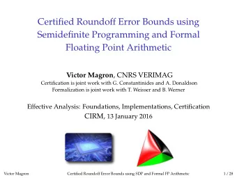 Certified Roundoff Error Bounds using  Semidefinite Programming and Formal  Floating Point