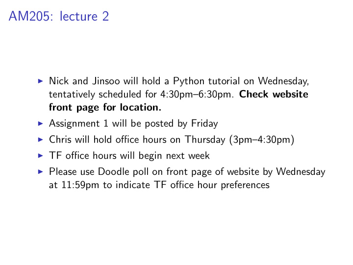 am205 lecture 2