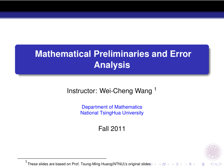 mathematical preliminaries and error analysis