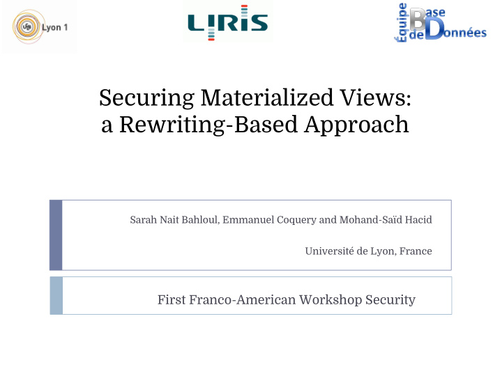 securing materialized views a rewriting based approach