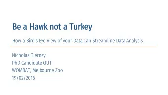 Be  Be a Hawk not a Tu  Turkey  How a Birds Eye View of your Data Can Streamline Data Analysis