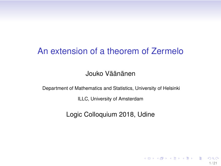 an extension of a theorem of zermelo