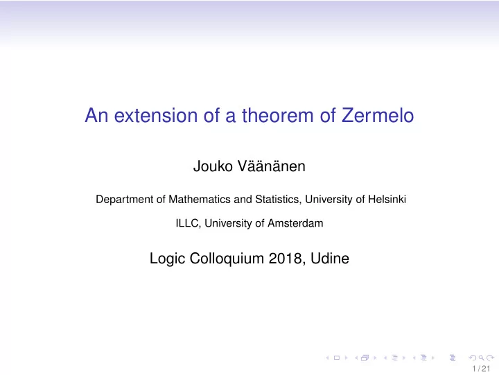 an extension of a theorem of zermelo