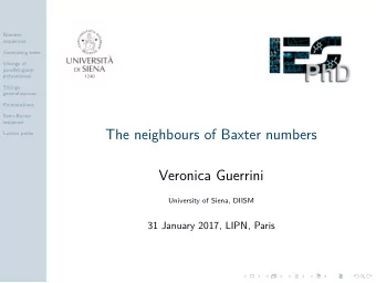 The neighbours of Baxter numbers  Lattice paths  Veronica Guerrini  University of Siena, DIISM  31