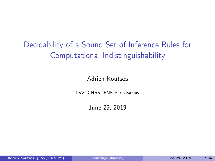 decidability of a sound set of inference rules for