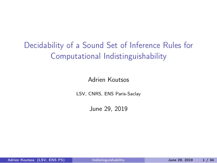 decidability of a sound set of inference rules for