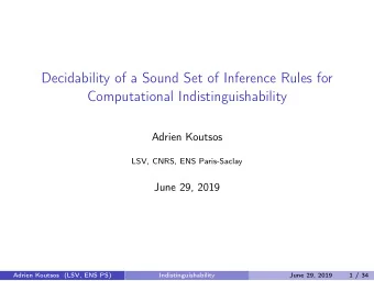 Decidability of a Sound Set of Inference Rules for  Computational Indistinguishability  Adrien