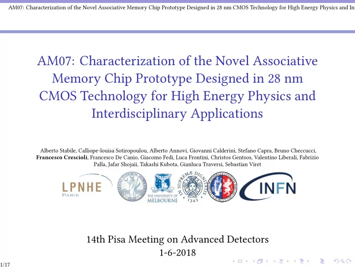 am07 characterization of the novel associative memory