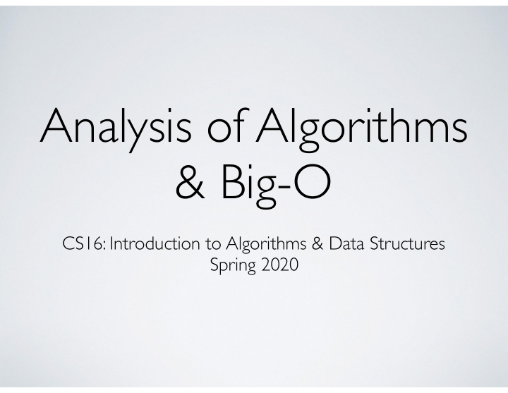 analysis of algorithms big o