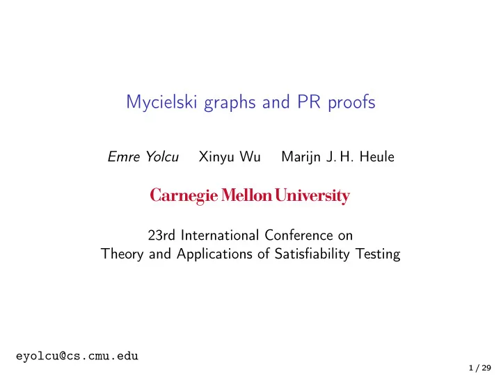 mycielski graphs and pr proofs