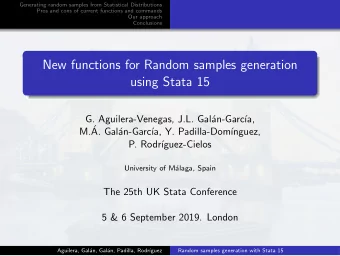 New functions for Random samples generation  using Stata 15  G. Aguilera-Venegas, J.L. Gal