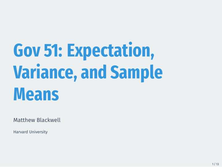 gov 51 expectation variance and sample means