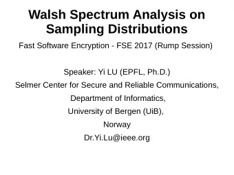 Walsh Spectrum Analysis on  Sampling Distributions  Fast Software Encryption - FSE 2017 (Rump