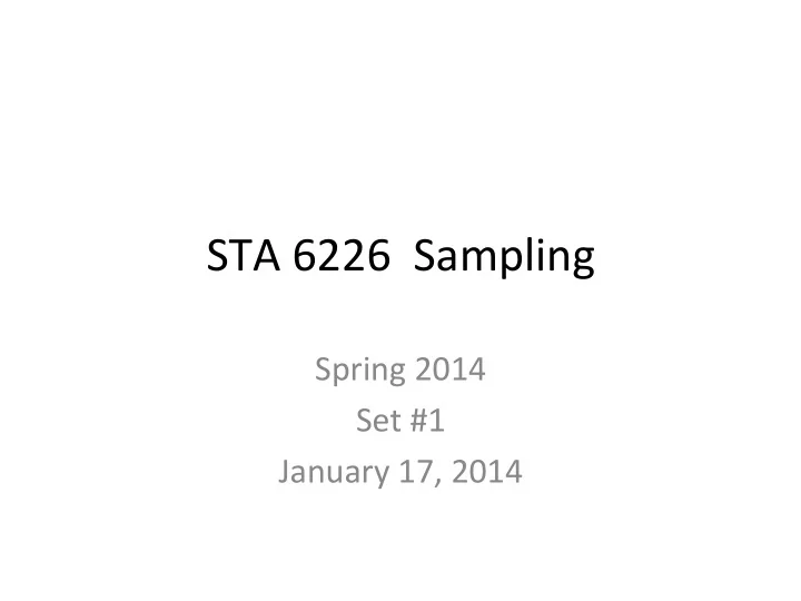 sta 6226 sampling